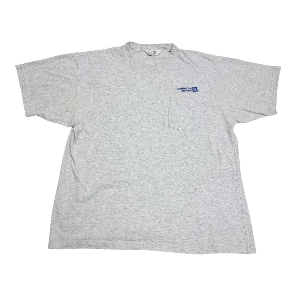 Vintage Continental Airlines T Shirt Mens L XL Lion Apparel Pocket Embroidered